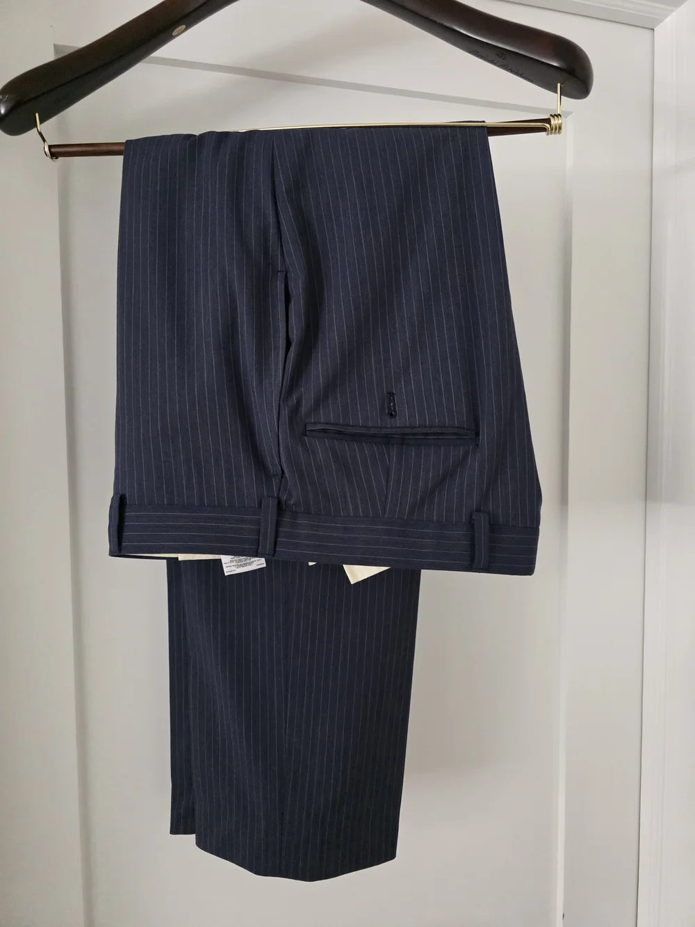 Brooks Brothers Regent BrooksCool Navy Pinstripe Full Canvas Suit 38R W32